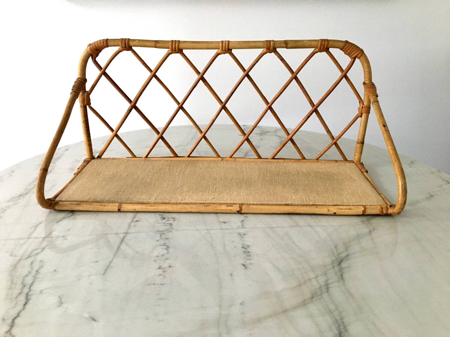 Beautiful vintage rattan and natural bamboo shelf from the 60s