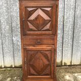 Solid oak wardrobe with 2 doors and 1 drawer in neo Louis XIII style.