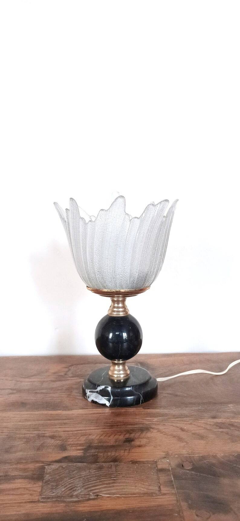Art Deco bedside lamp on marble base
