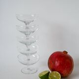 set of 5 engraved crystal champagne glasses 1950 9 x 6.5 cm