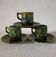 3 tasses et soucoupes en barbotine décor bambou