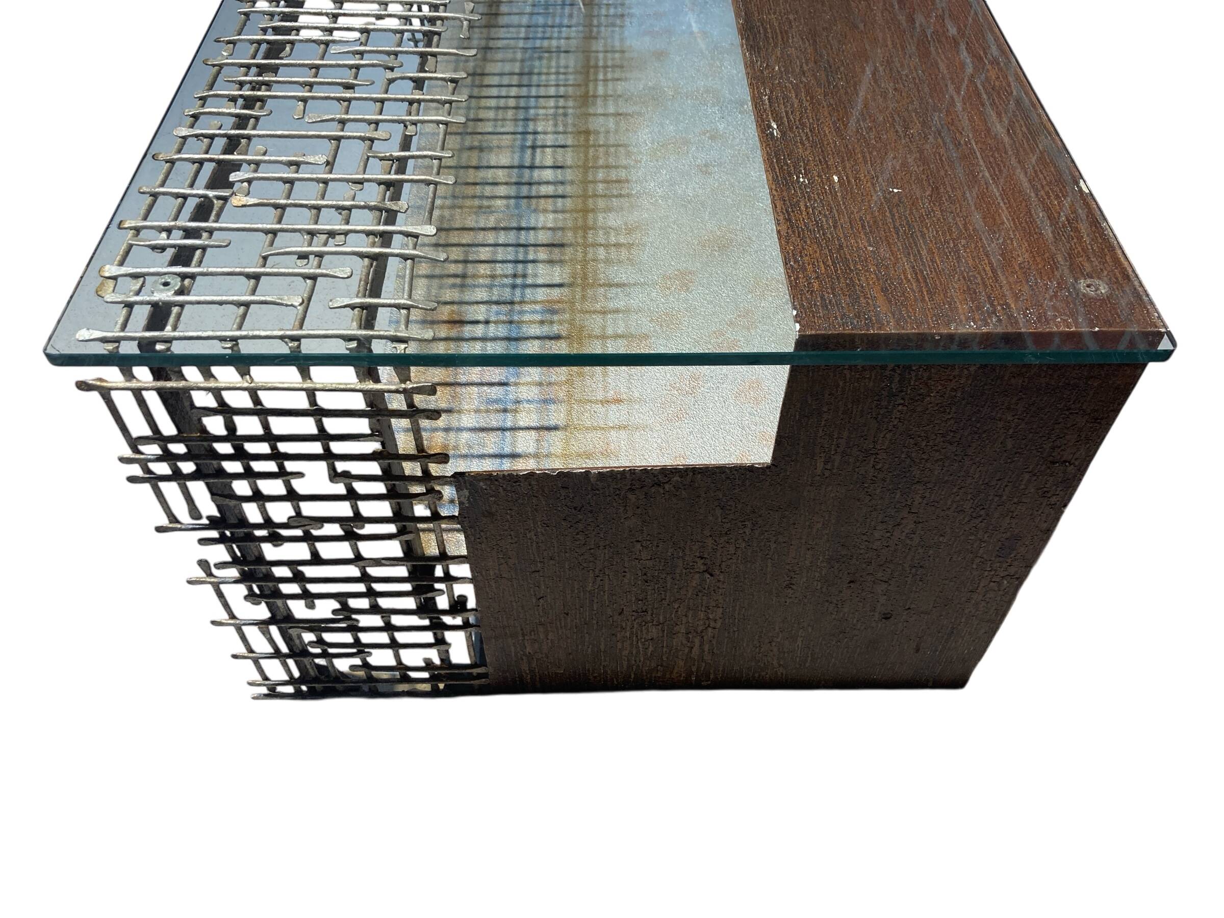Metal coffee table with glass top