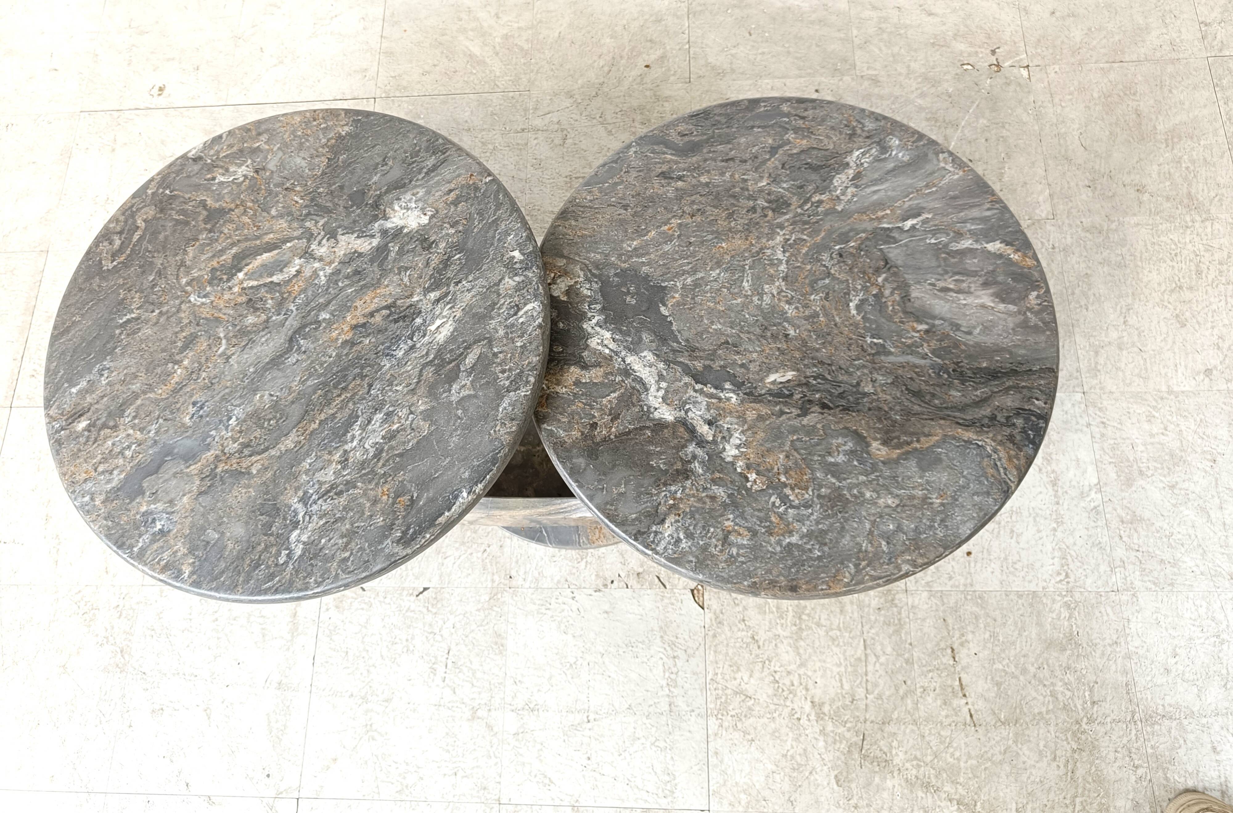 Vintage two tier marble coffee table, 1970s
