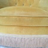 Armchair toad and his ottoman velvet mustard years 60