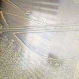 George Mathias square travertine and brass coffee table