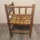 Vintage Art Deco Bobbin Wood and Straw Corner Chair, 1930s