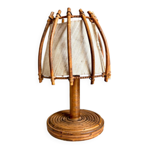 Lampe de table en rotin - beige