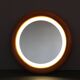 1970s Italian Round Mirror in Wooden Frame with Light