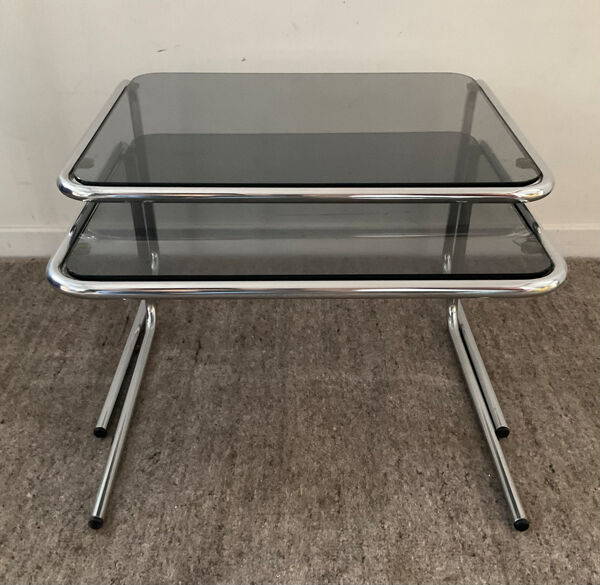 Duo de tables gigognes style Bauhaus des années 70