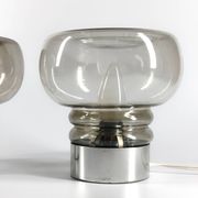 Pair of vintage 70s lamps in smoked glass – retro design lighting