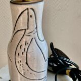 Polychrome enamelled ceramic lamp base with abstract decoration signed Jacques Innocenti