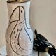 Polychrome enamelled ceramic lamp base with abstract decoration signed Jacques Innocenti