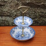 Johnson Bros. Two-Tier Serving Dish – “Coaching Scenes” – Blue English Earthenware