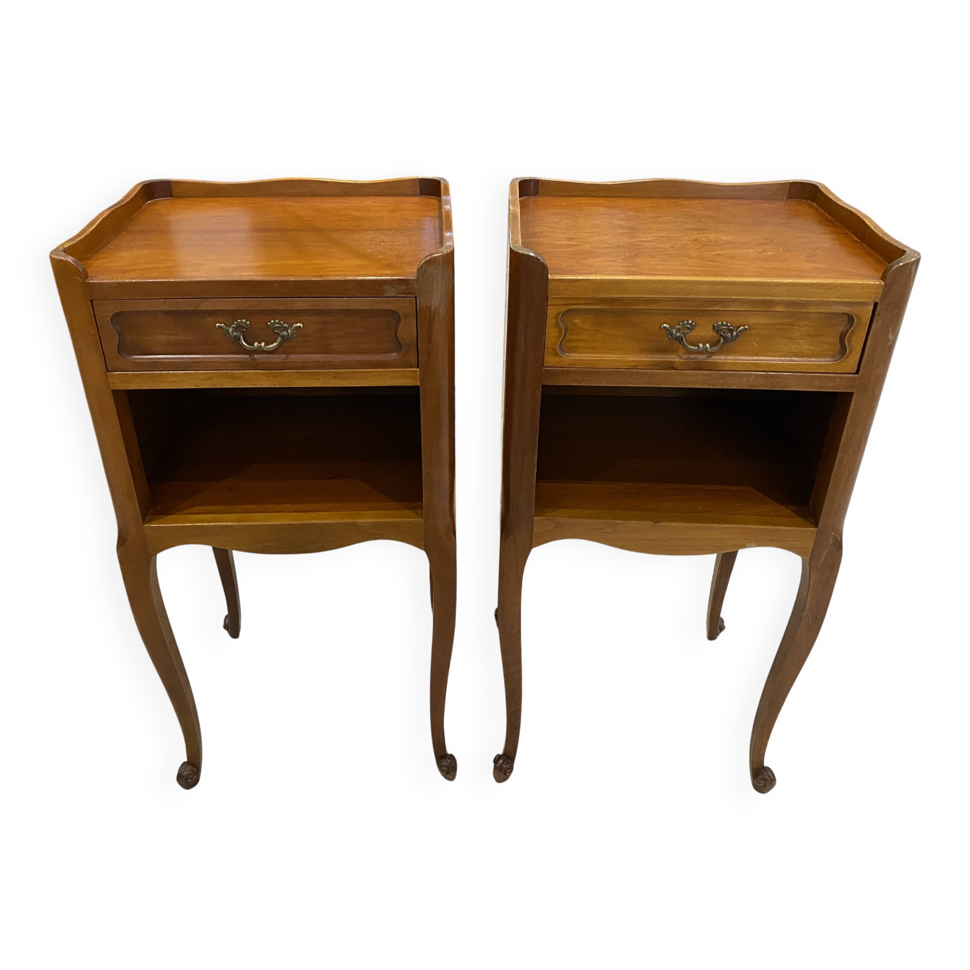 Pair of bedside tables with drawer and niche in Louis XV style.