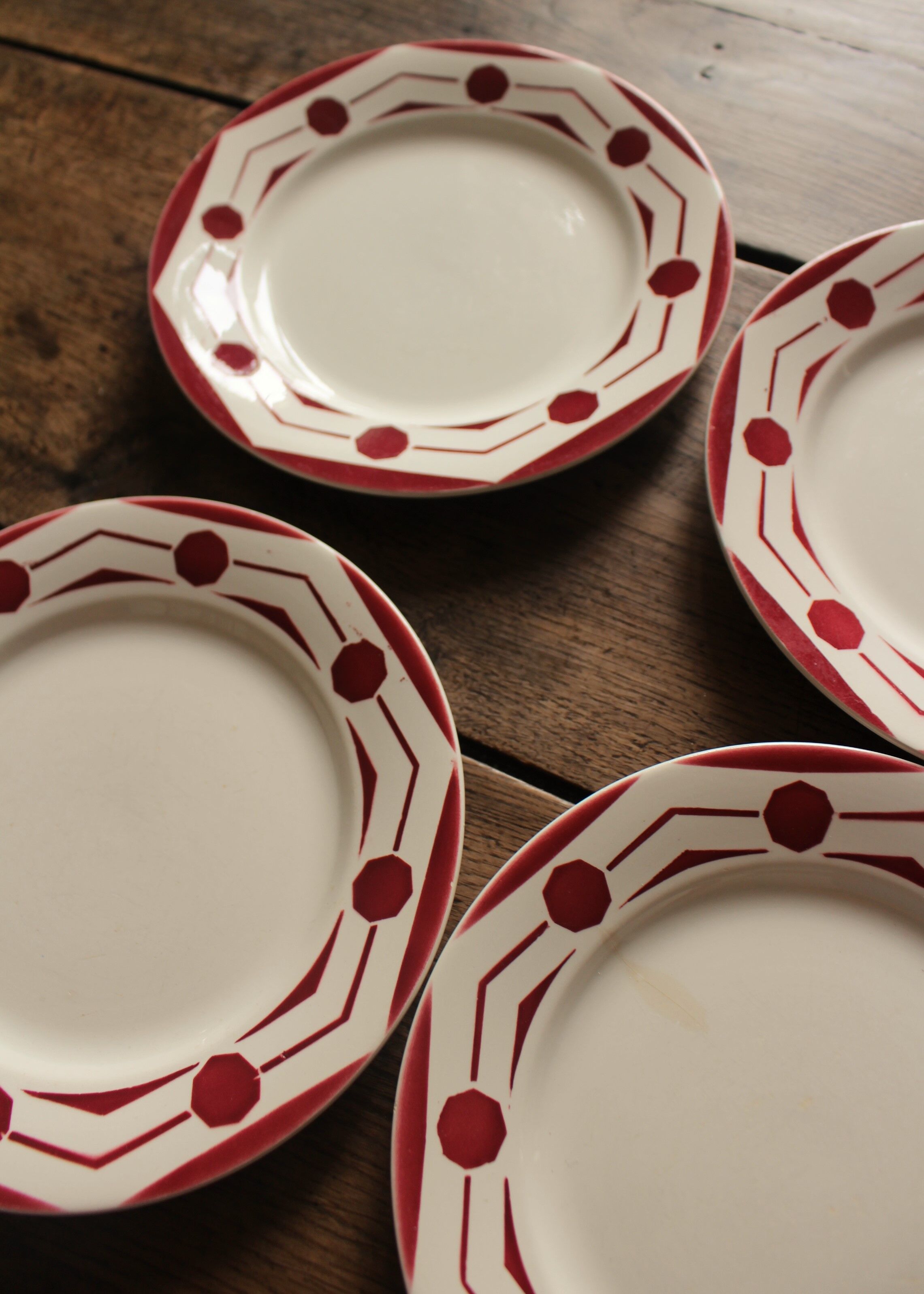 Lot 6 flat plates red Ciboulette Digoin Sarreguemines