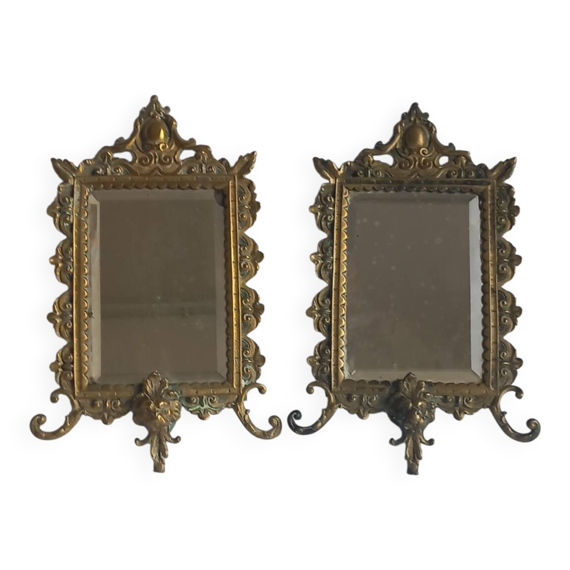 Pair of antique bronze mirrors – Louis XV / Rococo style – 19th century