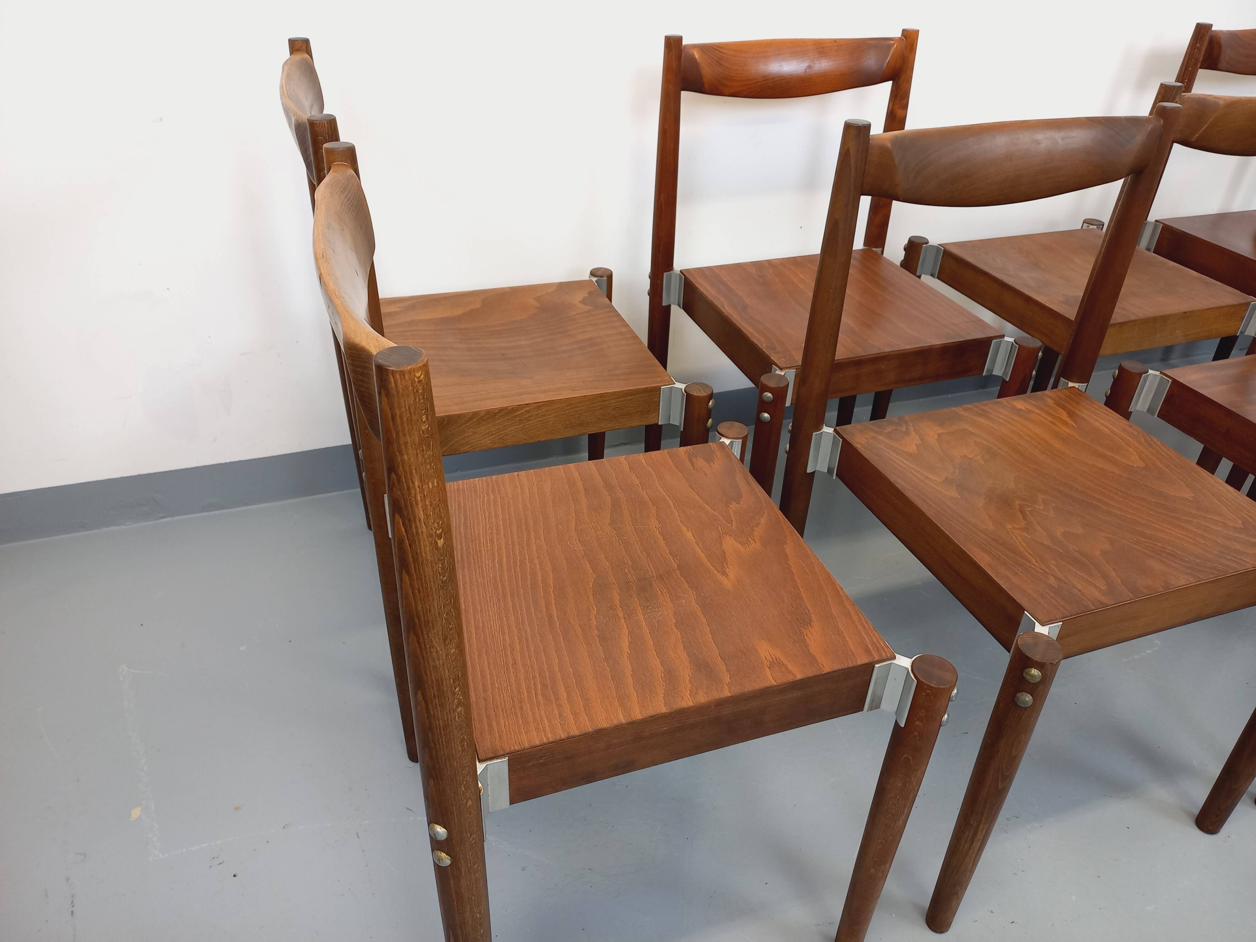 Set of 8 stackable chairs from the Czech manufacturer Bukoza