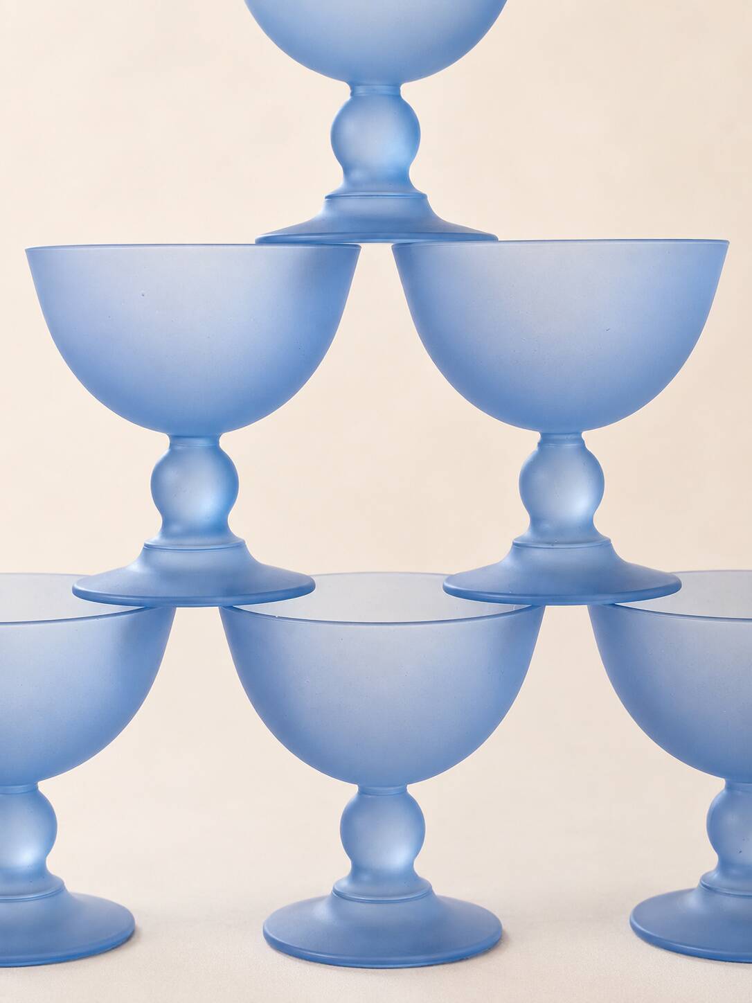 Set de 6 coupes à glace en verre bleu givré
