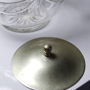 Pot/bowl with a bubble design, antique engraved crystal from Bohemia and silver-plated metal, 1920-1940.