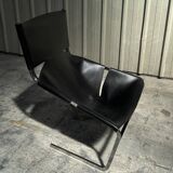 F444 armchair in black leather by Pierre Paulin for Artifort 00's