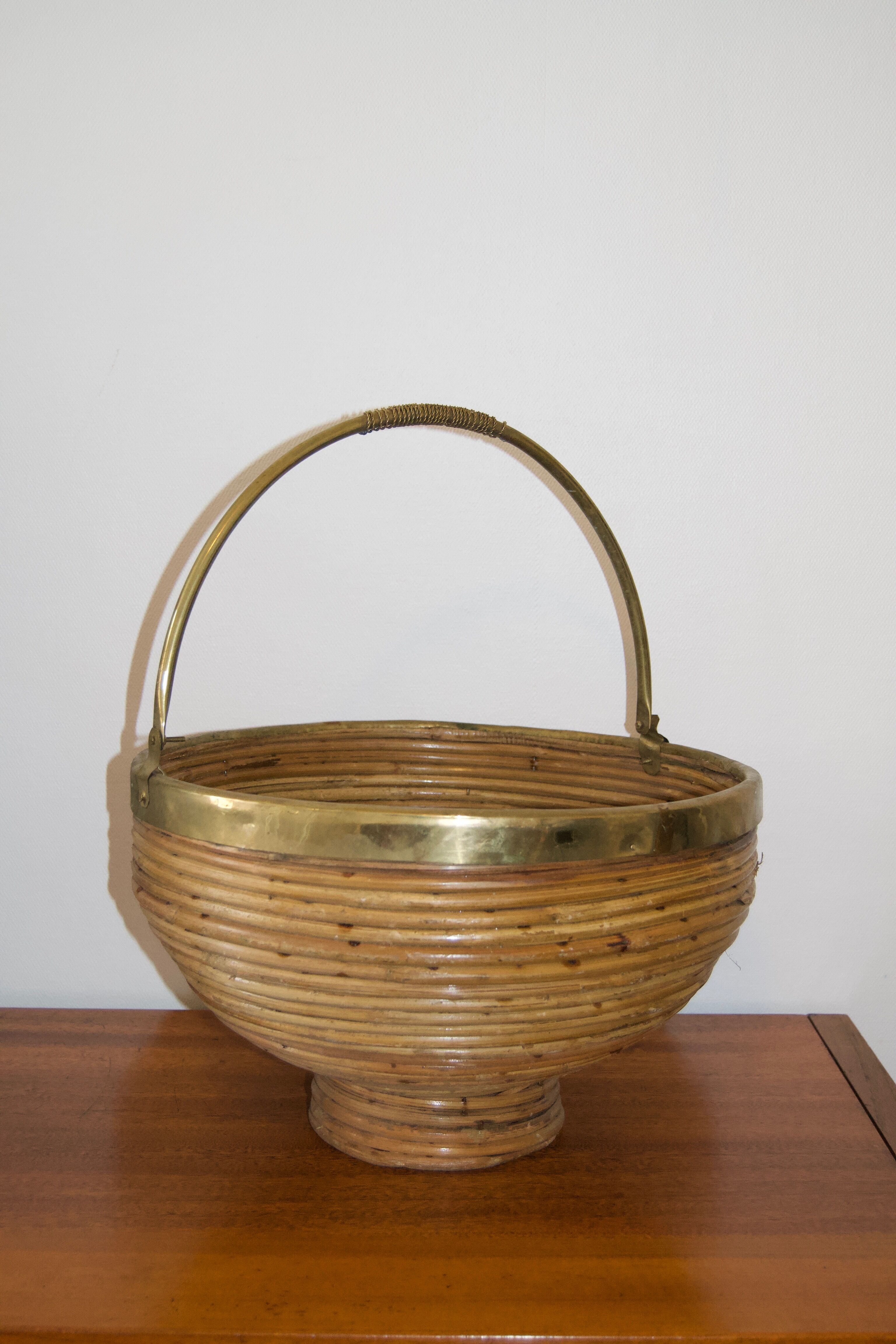 Copper round rattan basket