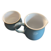 Cruchon à lait / Crémier et bol à sucre en grès bleu Denby