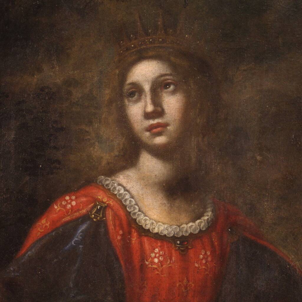 Peinture italienne antique du XVIIe siècle, Moïse sauvé des eaux.