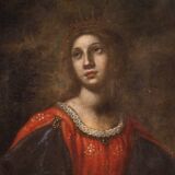 Peinture italienne antique du XVIIe siècle, Moïse sauvé des eaux.