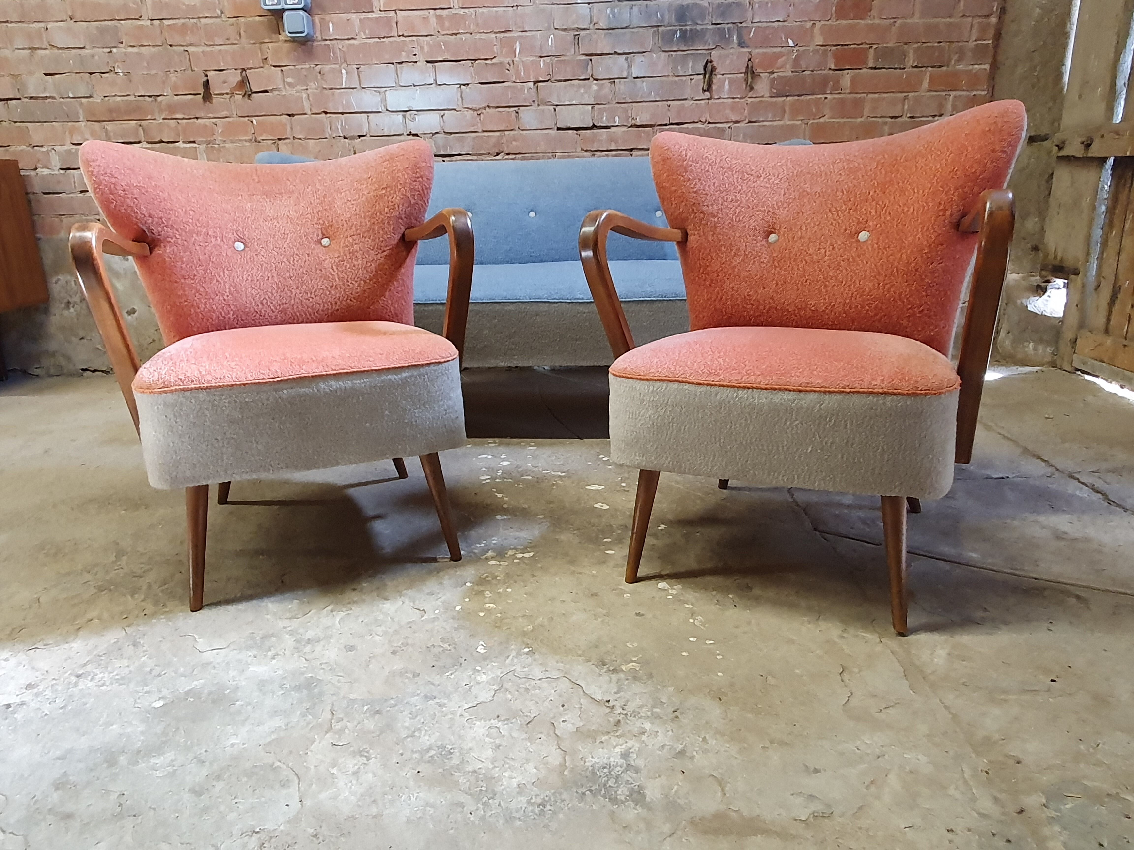 Cocktail set pair of armchair and its sofa 1960
