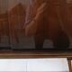 50s dresser, small sideboard wood brass