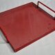 Presentation tray in red lacquered perforated metal, 80s