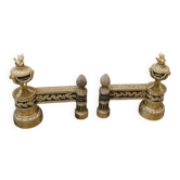 PAIR OF GILT BRONZE ANDIRONS SECOND HALF OF THE 19TH CENTURY