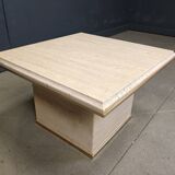 Vintage travertine and brass coffee table by Fedam, 1970s