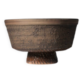 Textured And Glossy Glaze Ceramic Pedestal Bowl From Tilgmans, 1960s