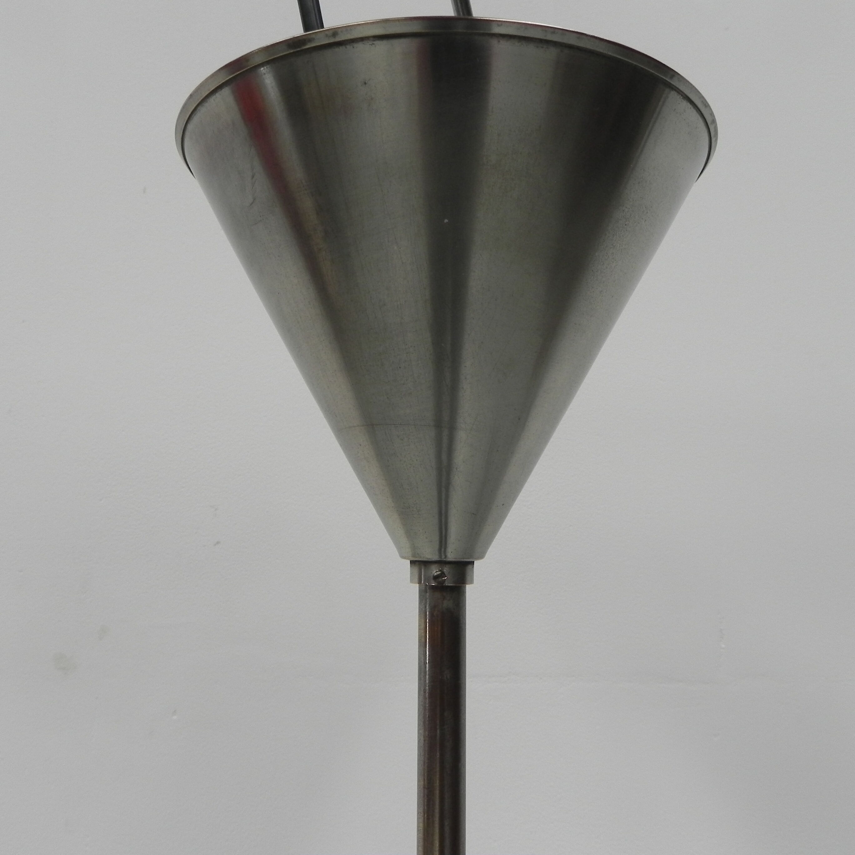 Art Deco school lamp with white glass shade