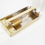 Pair of wall lamps in brass plated metal and glass by Doria Leuchten