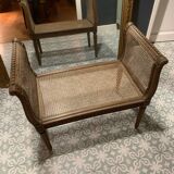 Louis XVI style wooden and cane bench