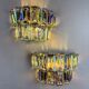 Pair of 2-tier Paolo Venini iridescent Murano glass wall lights, Italy, 1970s