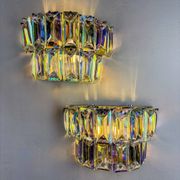 Pair of 2-tier Paolo Venini iridescent Murano glass wall lights, Italy, 1970s