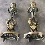 Pair of antique bronze candlesticks from the 19th century