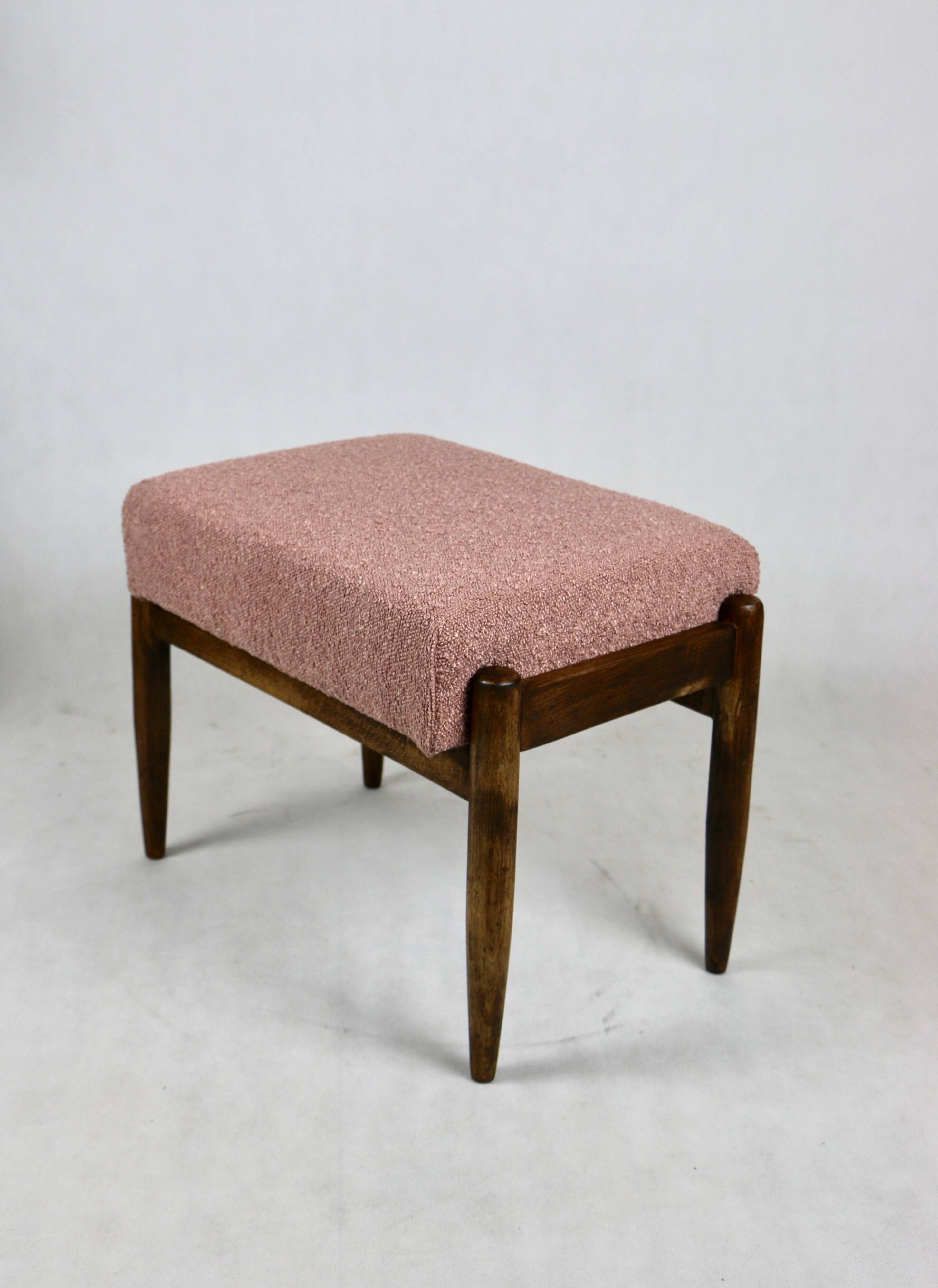 Vintage pink boucle Stool by Homa, 1970s