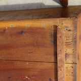 Very old solid oak dough trough with a lid and removable legs.