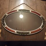 Silver Art Deco mirror with pompoms 32x54cm