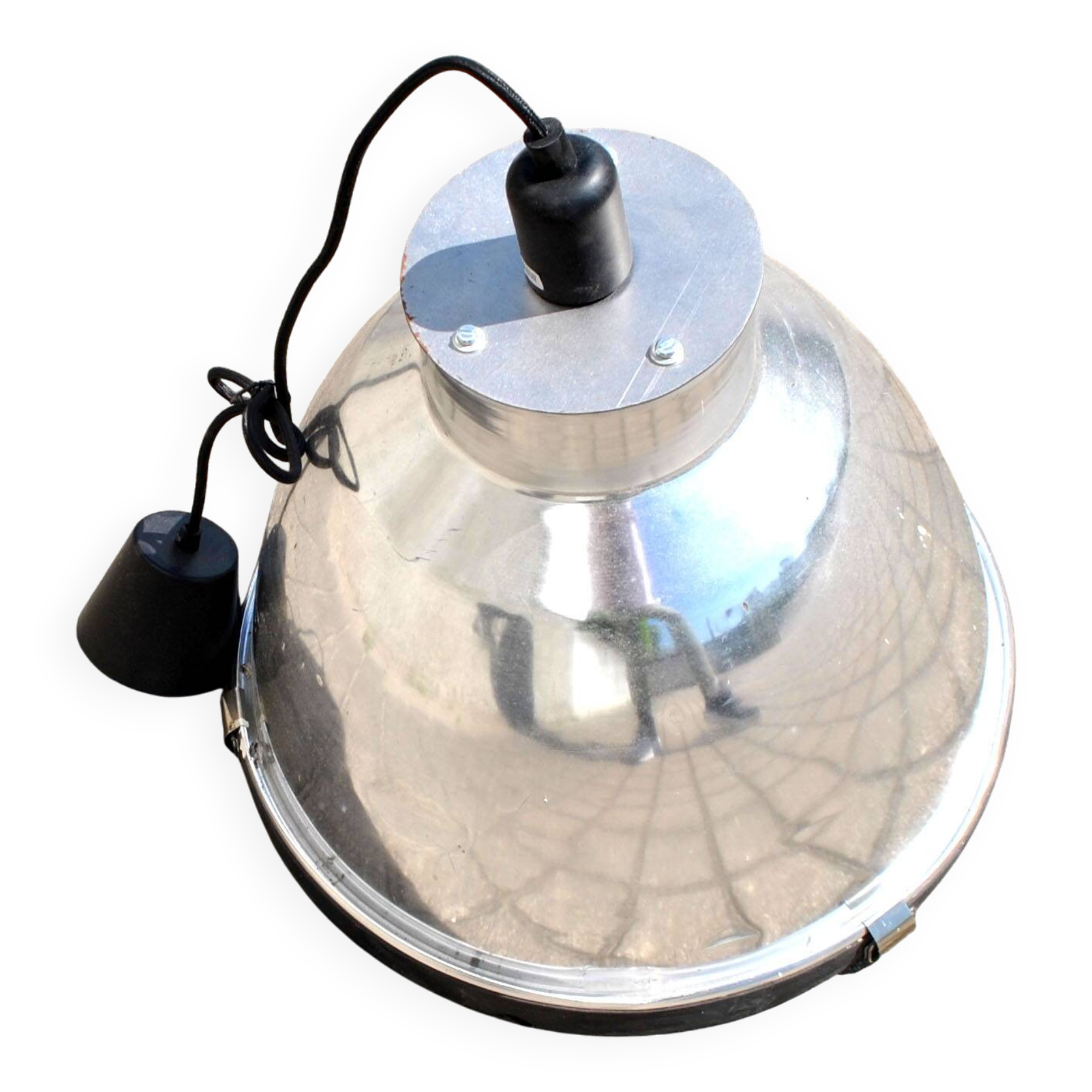 Industrial Workshop Pendant Lamp in Vintage Metal and Glass