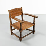 Pair of French armchairs with twisted legs in the style of Charles Dudouyt, France, 1940s.