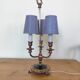 three-light candelabra lamp in metal and gilded brass, bouillotte lamp