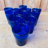 Set of 11 blue vintage glasses