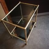 Desserte doree verre style bambou 1960