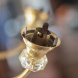 Vintage pendant light, brass pendant light with glass globe, 6-light chandelier