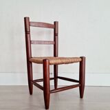 Mini wooden and straw chair - brutalist look